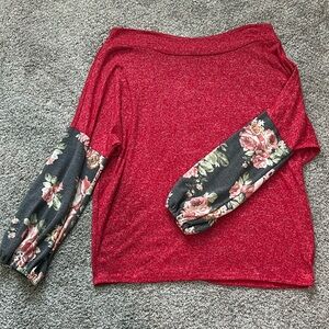 Floral Sleeve Off Shoulder Long Sleeve Top